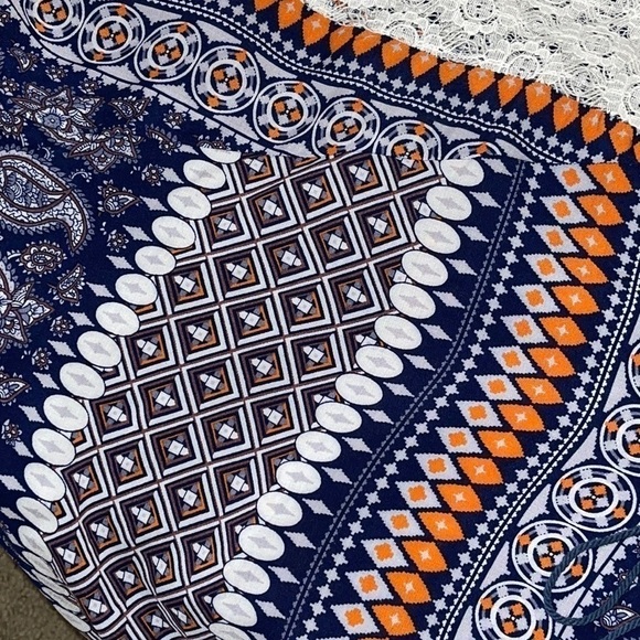 NWT Anthropologie HAZEL Blue & Orange Bohemian Style Blouse Sz. S - Picture 11 of 14